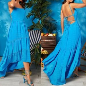 Boho tie open back maxi dress
